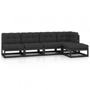 Set mobilier grădină cu perne, 5 piese, lemn masiv pin - Img 2