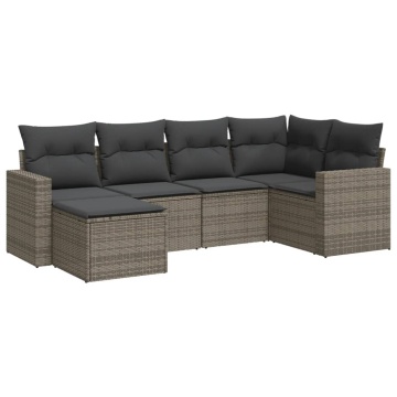 Set mobilier grădină cu perne, 6 piese, gri, poliratan - Img 2