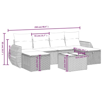 Set mobilier grădină cu perne, 6 piese, gri, poliratan - Img 4