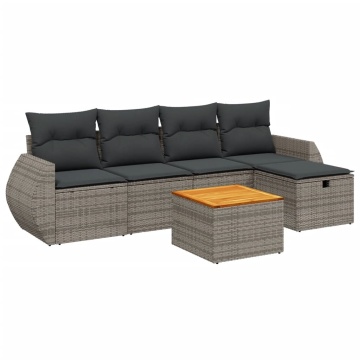 Set mobilier grădină cu perne, 6 piese, gri, poliratan - Img 2