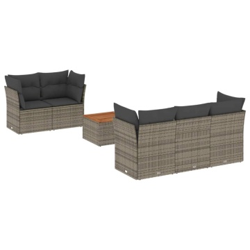 Set mobilier grădină cu perne, 6 piese, gri, poliratan - Img 2