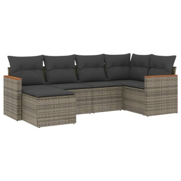 Set mobilier grădină cu perne, 6 piese, gri, poliratan - Img 2