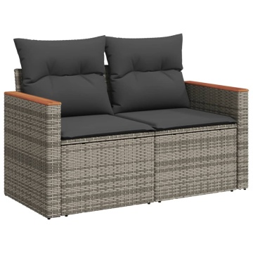 Set mobilier grădină cu perne, 6 piese, gri, poliratan - Img 3