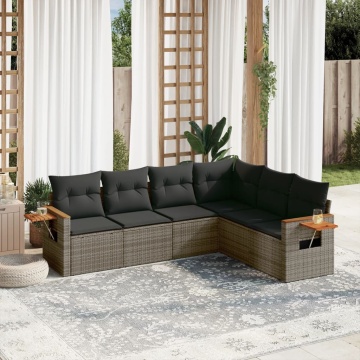 Set mobilier grădină cu perne, 6 piese, gri, poliratan - Img 1