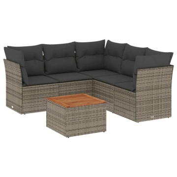 Set mobilier grădină cu perne, 6 piese, gri, poliratan - Img 2