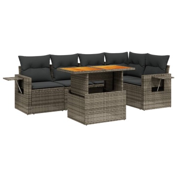 Set mobilier grădină cu perne, 6 piese, gri, poliratan - Img 2