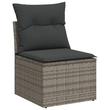 Set mobilier grădină cu perne, 6 piese, gri, poliratan - Img 3