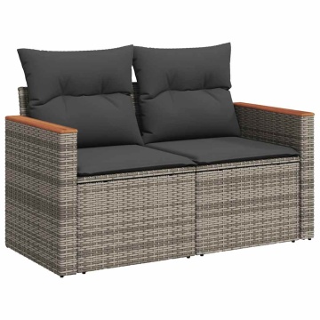 Set mobilier grădină cu perne, 6 piese, gri, poliratan - Img 4