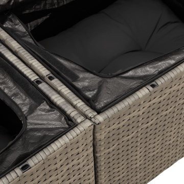 Set mobilier grădină cu perne, 6 piese, gri, poliratan - Img 5