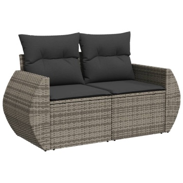 Set mobilier grădină cu perne, 6 piese, gri, poliratan - Img 8