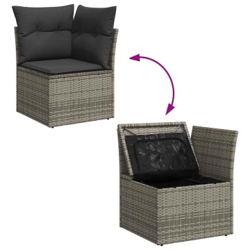 Set mobilier grădină cu perne, 6 piese, gri, poliratan - Img 7
