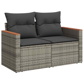 Set mobilier grădină cu perne, 6 piese, gri, poliratan - Img 8