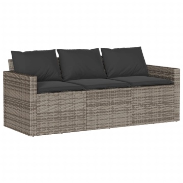 Set mobilier grădină cu perne, 6 piese, gri, poliratan - Img 3