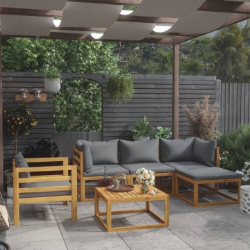 Set mobilier grădină cu perne, 6 piese, lemn masiv acacia - Img 1