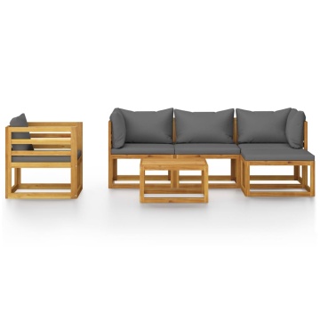 Set mobilier grădină cu perne, 6 piese, lemn masiv acacia - Img 3