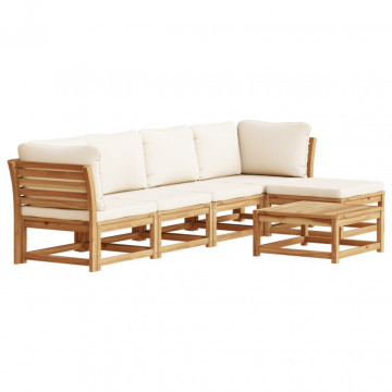 Set mobilier grădină cu perne, 6 piese, lemn masiv acacia - Img 2