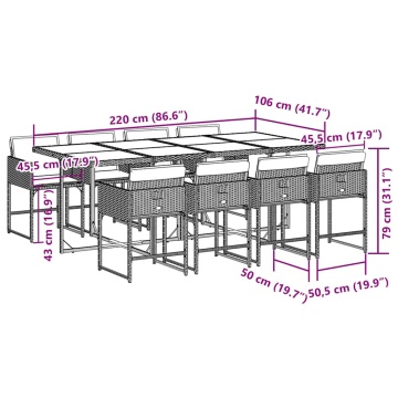 Set mobilier grădină cu perne, 9 piese, gri, poliratan - Img 5