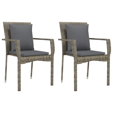 Set mobilier grădină cu perne, 9 piese, gri, poliratan - Img 3