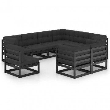 Set mobilier grădină cu perne, 9 piese, lemn masiv de pin - Img 1