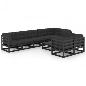 Set mobilier grădină cu perne, 9 piese, lemn masiv pin - Img 2