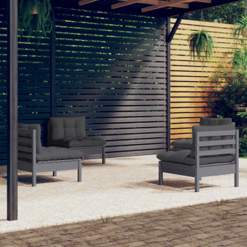 Set mobilier grădină cu perne antracit, 4 piese, lemn de pin - Img 1