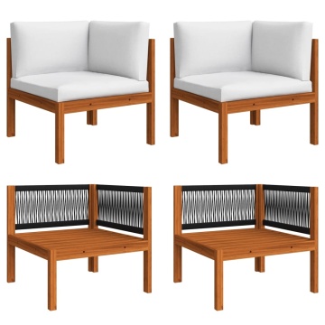 Set mobilier grădină cu perne, crem, 6 piese, lemn masiv acacia - Img 3