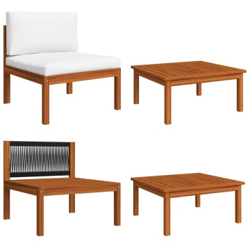 Set mobilier grădină cu perne, crem, 7 piese, lemn masiv acacia - Img 8