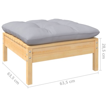 Set mobilier grădină cu perne gri, 5 piese, lemn masiv de pin - Img 6