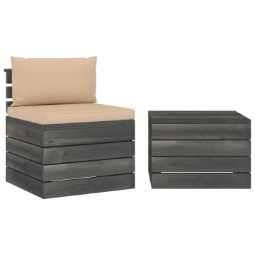 Set mobilier grădină din paleți cu perne, 2 piese, lemn de pin - Img 2