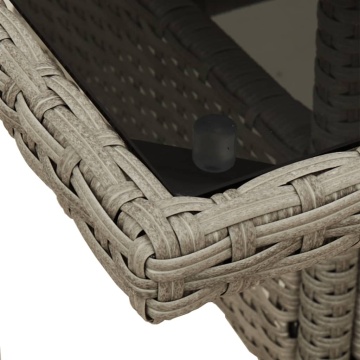 Set mobilier grădină perne 3 piese gri deschis poliratan sticlă - Img 5