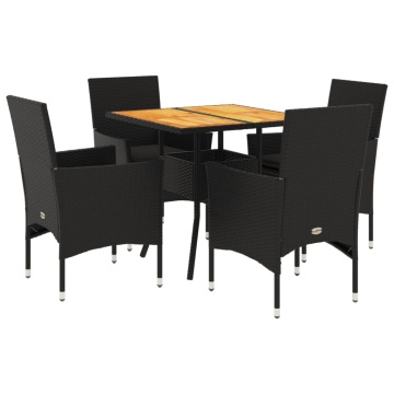 Set mobilier grădină perne 5 piese negru poliratan/lemn acacia - Img 2