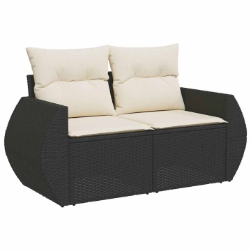 Set mobilier grădină perne 8 piese negru, poliratan/lemn acacia - Img 8