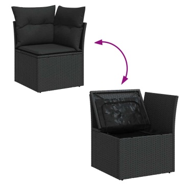 Set mobilier grădină perne 9 piese negru poliratan/lemn acacia - Img 7