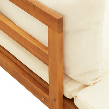 Set mobilier grădină perne alb/crem, 3 piese, lemn masiv acacia - Img 7