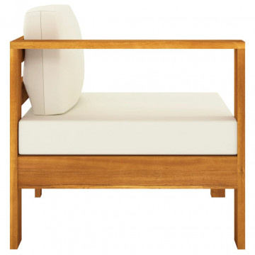 Set mobilier grădină perne alb/crem, 6 piese, lemn masiv acacia - Img 5