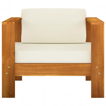Set mobilier grădină perne alb crem, 8 piese, lemn masiv acacia - Img 5