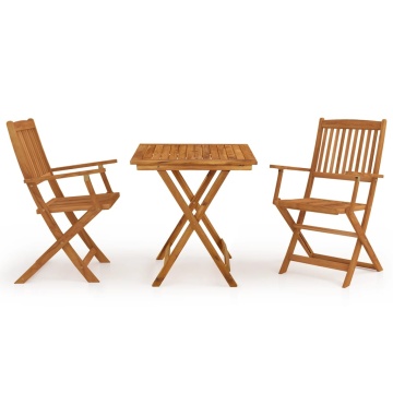 Set mobilier grădină pliabil, 3 piese, lemn masiv acacia - Img 2