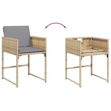 Set mobilier pentru grădină, 5 piese, cu perne, bej, poliratan - Img 7