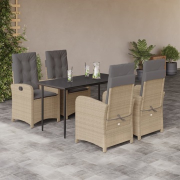Set mobilier pentru grădină, 5 piese, cu perne, bej, poliratan - Img 1