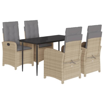 Set mobilier pentru grădină, 5 piese, cu perne, bej, poliratan - Img 2