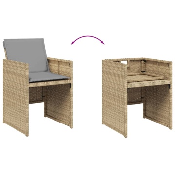 Set mobilier pentru grădină, 7 piese, cu perne, bej, poliratan - Img 5