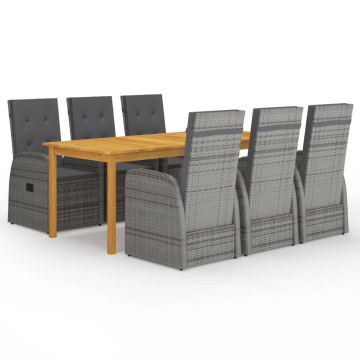 Set mobilier pentru grădină, 7 piese, gri - Img 1