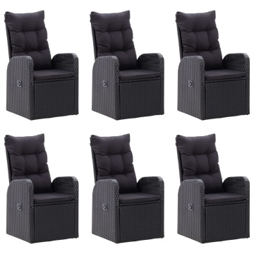 Set mobilier pentru grădină, 7 piese, negru - Img 8