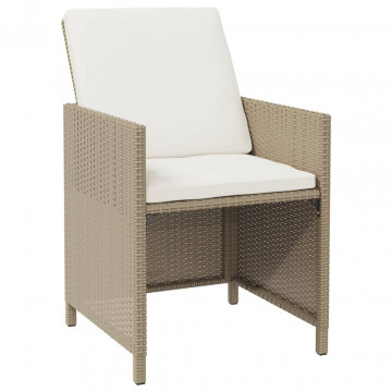 Set mobilier pentru grădină cu perne, 5 piese, bej, poliratan - Img 4