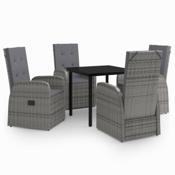 Set mobilier pentru grădină cu perne, 5 piese, gri - Img 2