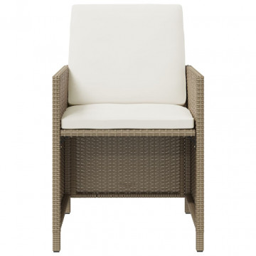 Set mobilier pentru grădină cu perne, 9 piese, bej, poliratan - Img 8