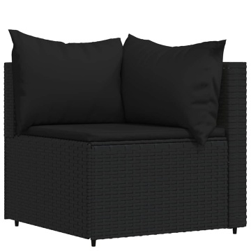 Set mobilier relaxare grădină 4 piese cu perne poliratan negru - Img 4