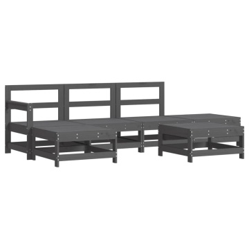Set mobilier relaxare grădină&perne 6 piese gri lemn masiv pin - Img 3