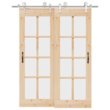 Set piese pentru ușă glisantă, argintiu, 183 cm oțel inoxidabil - Img 1