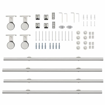 Set piese pentru ușă glisantă, argintiu, 183 cm oțel inoxidabil - Img 7